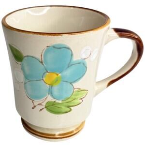 Sunnycraft Stoneware Coffee Mug Tea Cup Blue Dogwood Flower Floral 4” Korea